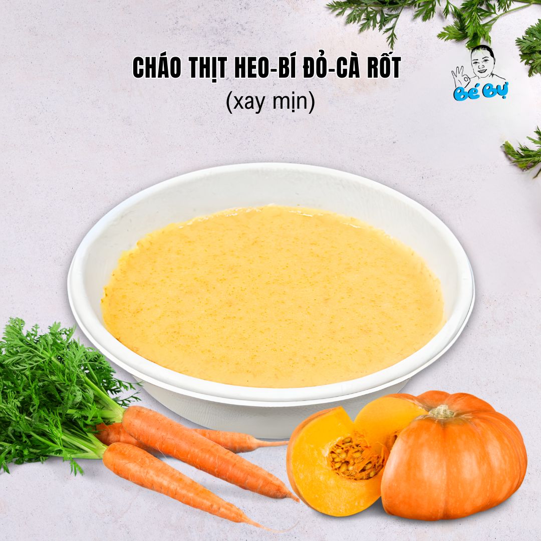 Cháo Thịt Heo, Bí Đỏ, Cà Rốt Xay Mịn