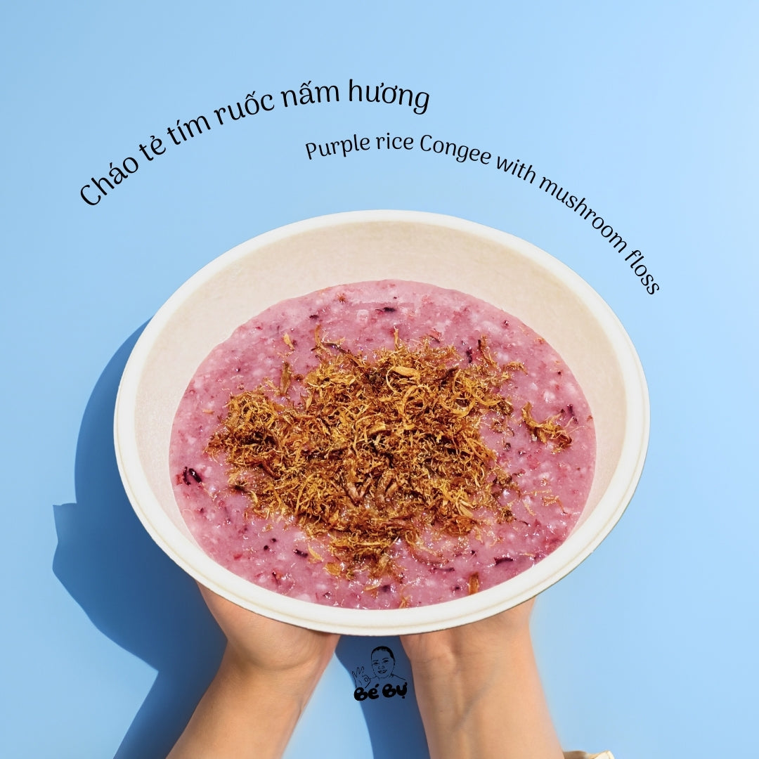 Cháo Tím Ruốc Nấm Hương Chay