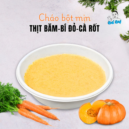 Cháo Bột Mịn Thịt Băm, Bí Đỏ, Cà Rốt